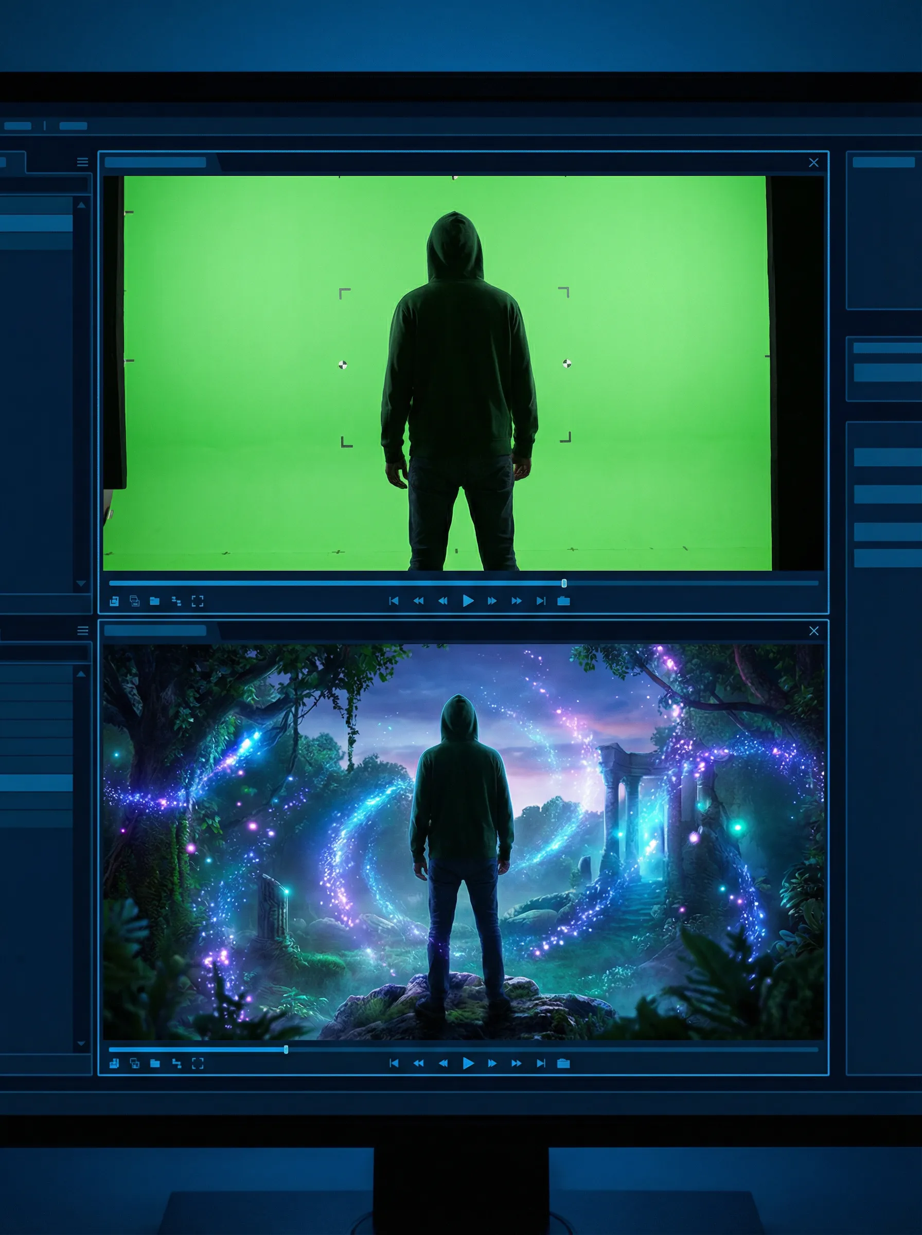 草榴 绿幕抠图合成 - 奇幻场景VFX特效